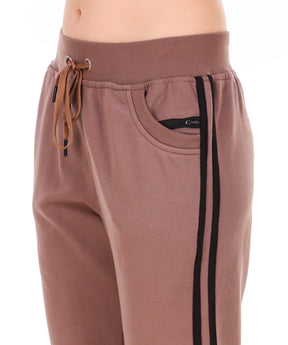 Women's Cotton Slim Fit Joggers Track Pants with 2 Zippered Pockets