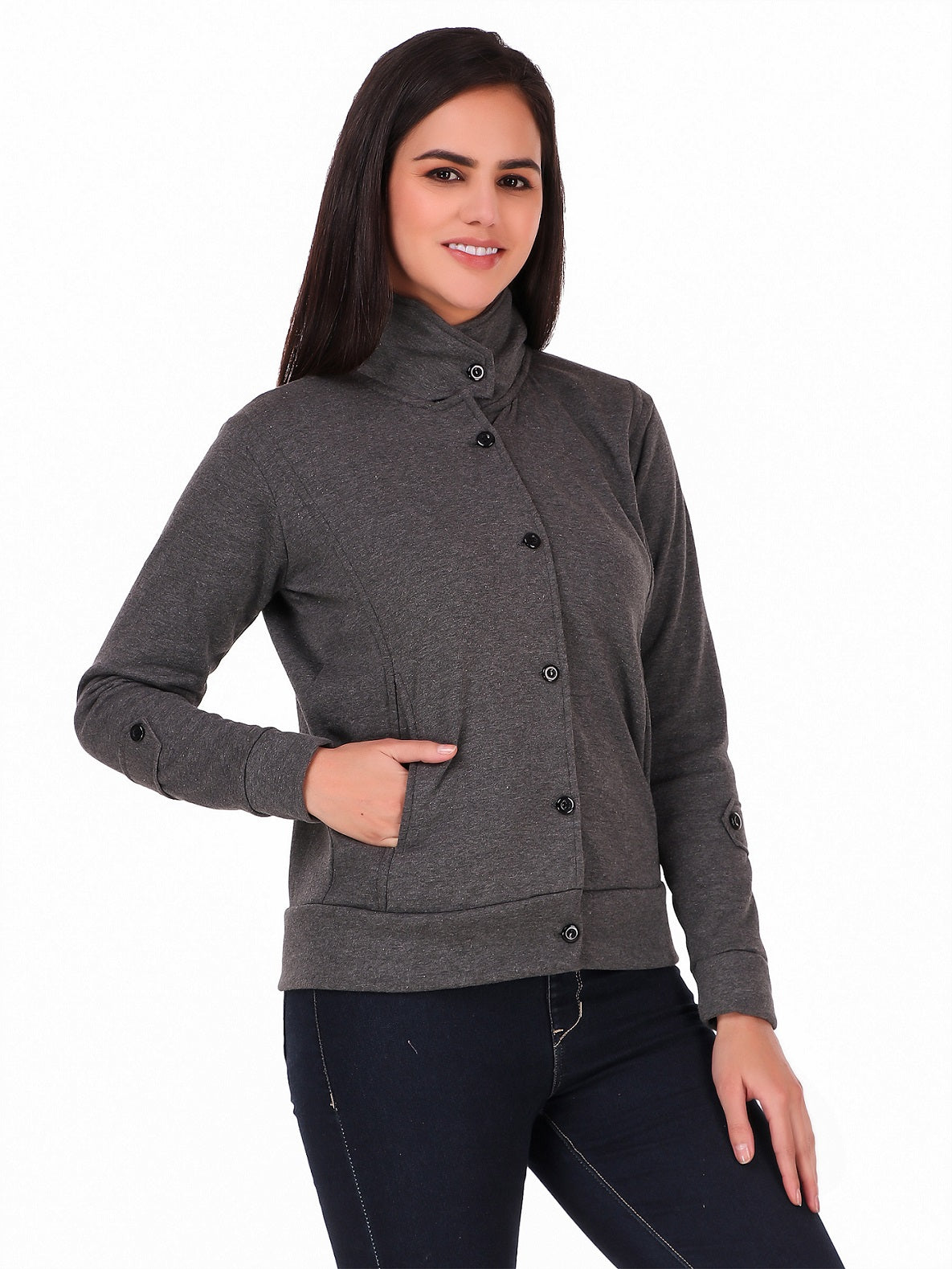 Women's Solid Cotton Tailored Full Sleeve Jacket