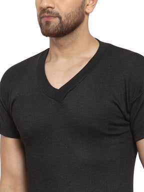 MEN'S HALF SLEEVES SOLID V NECK THERMAL TOP