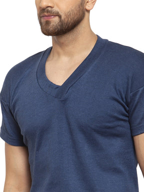 MEN'S HALF SLEEVES SOLID V NECK THERMAL TOP