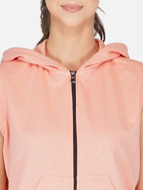 UZARUS Women's Half Sleeves Cotton Fleece Premium Jacket with Hood