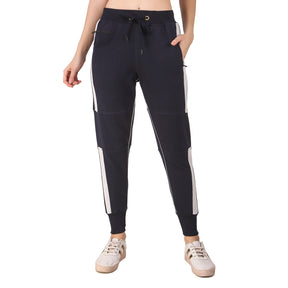 Women's Cotton Slim Fit Joggers Track Pants with 2 Zippered Pockets