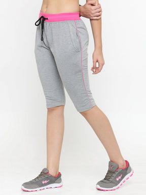 Women's Cotton Three Fourth Capri Shorts With Two Zippered Pockets