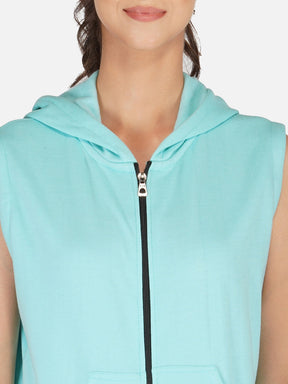 UZARUS Women's Half Sleeves Cotton Fleece Premium Jacket with Hood