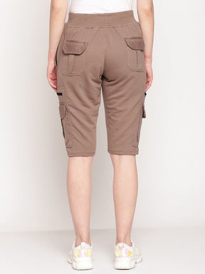 Women's Cargo Capri Shorts With 9 Zippered Pockets