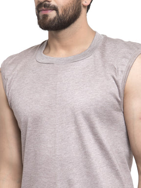 MEN'S SLEEVELESS SOLID ROUND NECK THERMAL TOP