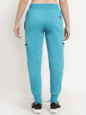 Women's Cotton Regular Fit Joggers Track Pants with 4 Zippered Pockets
