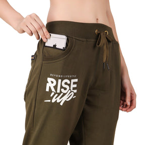 Women's Cotton Slim Fit Joggers Track Pants with 2 Zippered Pockets
