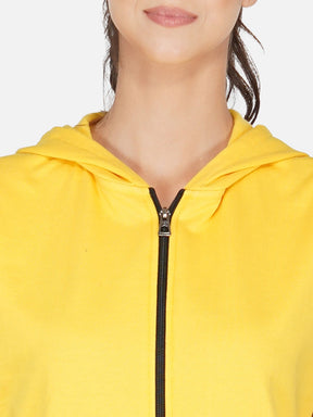 UZARUS Women's Half Sleeves Cotton Fleece Premium Jacket with Hood