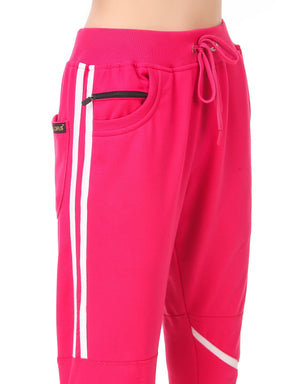 Women's Cotton Slim Fit Joggers Track Pants with 2 Zippered Pockets