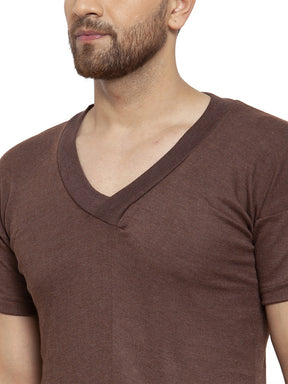 MEN'S HALF SLEEVES SOLID V NECK THERMAL TOP
