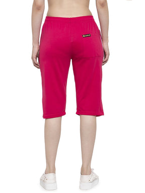 Women's Cotton Three Fourth Capri Shorts With Two Zippered Pockets