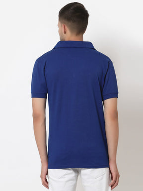 Men's Solid Cotton Regular Fit Zipper Polo T-Shirt