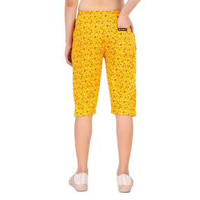 Women's Cotton Three Fourth Capri Shorts With Two Zippered Pockets