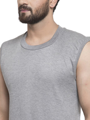 MEN'S SLEEVELESS SOLID ROUND NECK THERMAL TOP