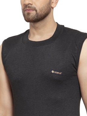 MEN'S SLEEVELESS SOLID ROUND NECK THERMAL TOP