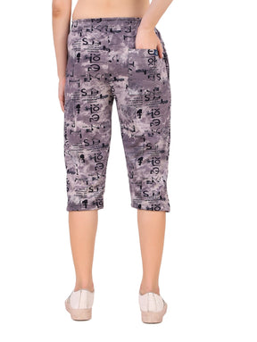 Women's Cotton Three Fourth Capri Shorts With Two Zippered Pockets