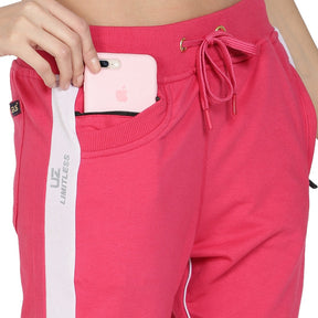 Women's Cotton Slim Fit Joggers Track Pants with 2 Zippered Pockets