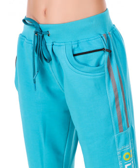 Women's Cotton Slim Fit Joggers Track Pants with 2 Zippered Pockets