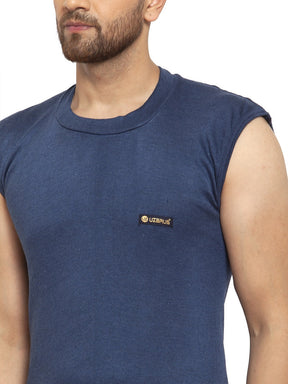 MEN'S SLEEVELESS SOLID ROUND NECK THERMAL TOP