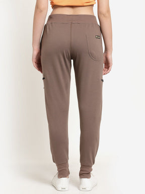 Women's Cotton Regular Fit Joggers Track Pants with 4 Zippered Pockets