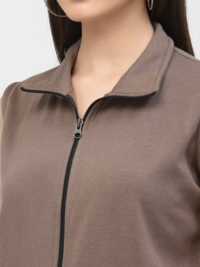 UZARUS Women's Half Sleeves Cotton Fleece Premium Jacket