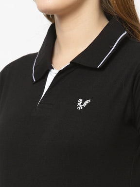 UZARUS Women's Cotton Polo Collar Neck T-Shirt Top