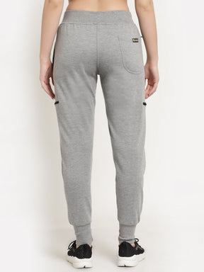 Women's Cotton Regular Fit Joggers Track Pants with 4 Zippered Pockets