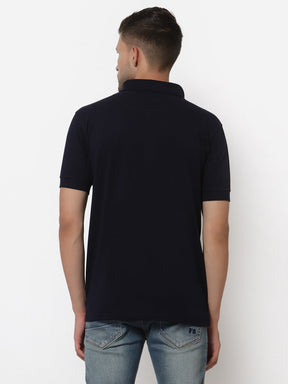 Men's Solid Cotton Regular Fit Zipper Polo T-Shirt