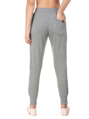Women's Cotton Slim Fit Joggers Track Pants with 2 Zippered Pockets