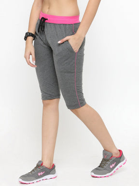 Women's Cotton Three Fourth Capri Shorts With Two Zippered Pockets