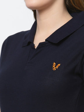 UZARUS Women's Cotton Polo Collar Neck T-Shirt Top