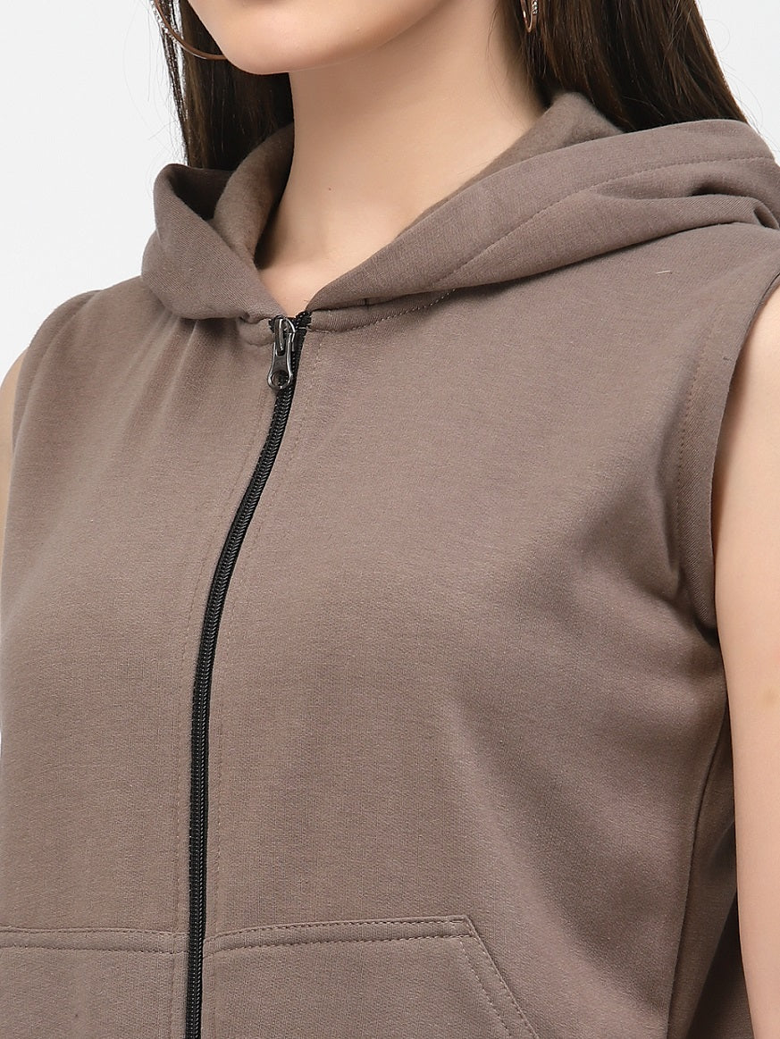 UZARUS Women's Half Sleeves Cotton Fleece Premium Jacket with Hood