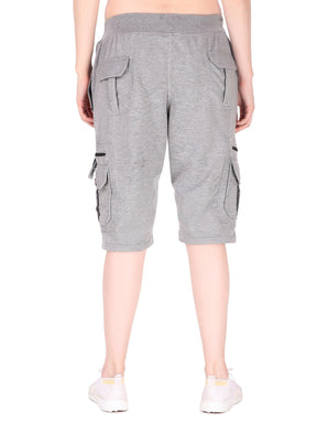 Women's Cargo Capri Shorts With 9 Zippered Pockets
