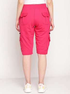 Women's Cargo Capri Shorts With 9 Zippered Pockets