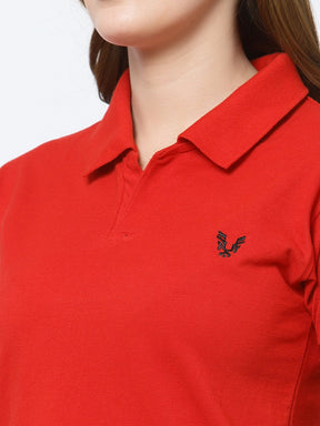 UZARUS Women's Cotton Polo Collar Neck T-Shirt Top
