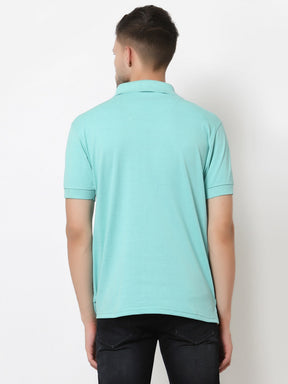 Men's Solid Cotton Regular Fit Zipper Polo T-Shirt