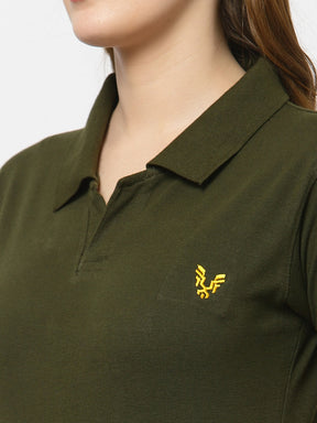 UZARUS Women's Cotton Polo Collar Neck T-Shirt Top