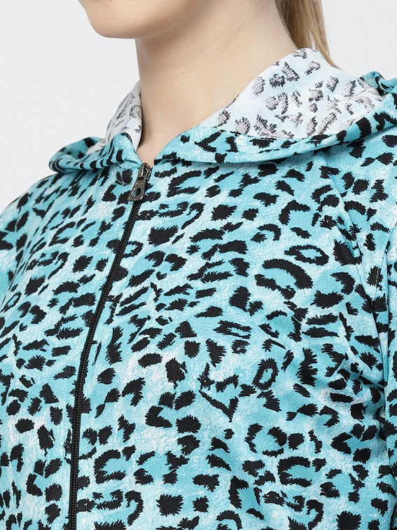 UZARUS Women Printed Hooded Zipper Full Sleeves Track Suit Co-ord Set