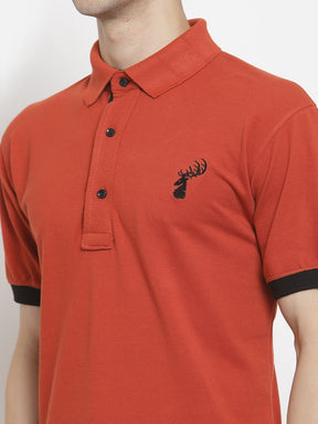 Men's Solid Cotton Regular Fit Polo T-Shirt