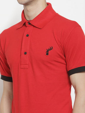 Men's Solid Cotton Regular Fit Polo T-Shirt