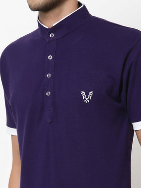 Men's 4 Button Solid Cotton Regular Fit Polo T-Shirt