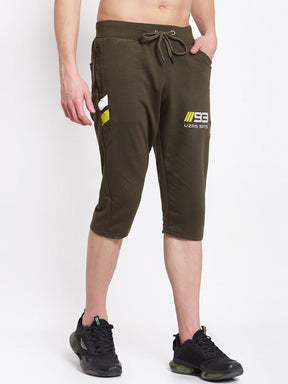 UZARUS Men's Cotton Three Fourth Capri Shorts With Two Zippered Pockets