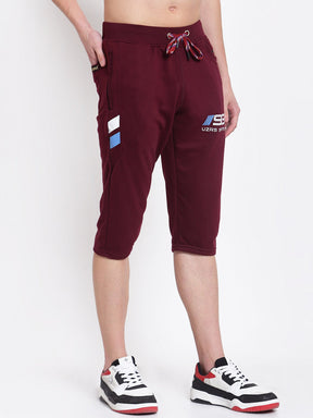 UZARUS Men's Cotton Three Fourth Capri Shorts With Two Zippered Pockets