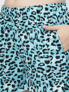UZARUS Short Night Suit Set for Women|Animal Print Tie-Dye Night Suit Set| Half Sleeve Nights Dress| Round Neck Women Pajama Set| Printed Short Night Dress| Women's Regular Shorts Set