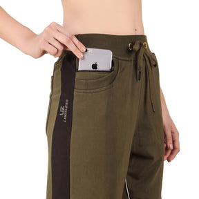 Women's Cotton Slim Fit Joggers Track Pants with 2 Zippered Pockets