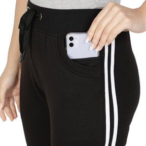 Women's Cotton Slim Fit Joggers Track Pants with 2 Zippered Pockets